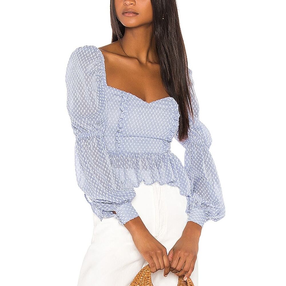 Song Of Style Textured Sky Blue Clara Blouse Size XS